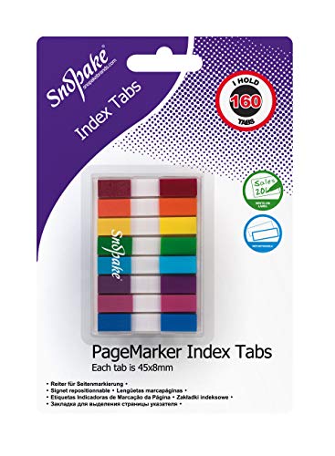 Snopake 15845 - Etichette segnapagina con colori codificati, 160 linguette, 45 x 8 mm, colori assortiti