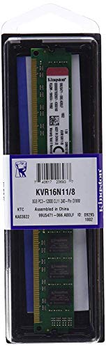 Kingston KVR16N11/8 8 GB DDR3 1600 MHz Modulo di Memoria non-ECC CL11 240-pin DIMM valore di RAM, 1,5 V