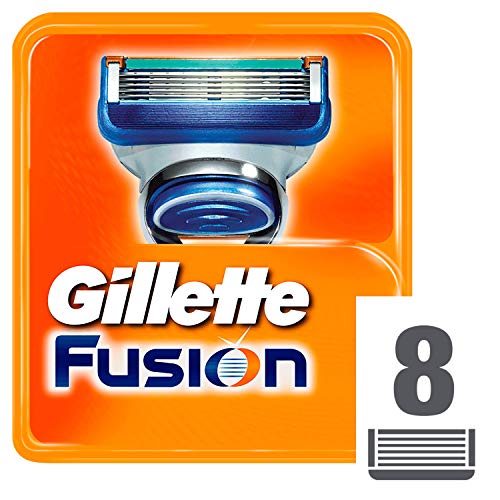 Gillette, Fusion, Set di lamette di ricambio per rasoio, 8 pezzi, l'imballaggio può variare