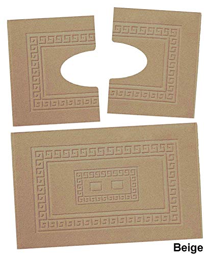 HomeIt - Set Tappeti Bagno 3 Pezzi in Cotone - Elegante Parure tappetini in Spugna: 1 Tappeto 60X90 2 Girowater/Girobidet - Lavabile Lavatrice - Made in Italy (Beige)