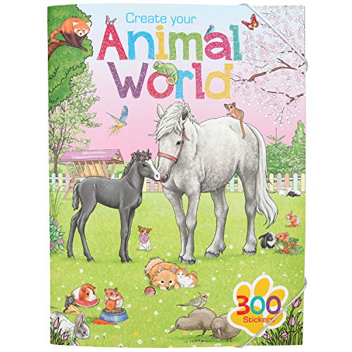 Depesche 11147 - Album da colorare Create Your Animal World con adesivi, ca. 33 x 25 x 0,5 cm