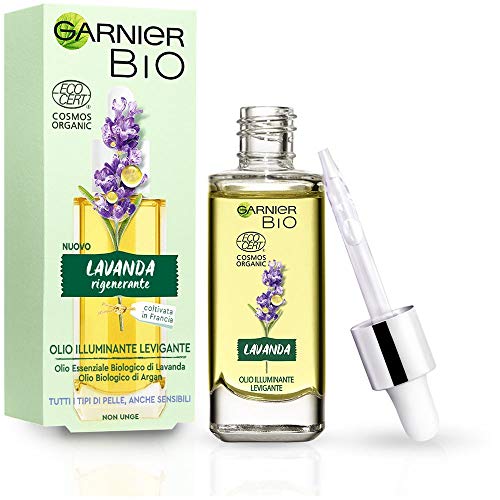 Garnier Bio Olio Viso Lavanda Rigenerante, Olio Viso Illuminante e Levigante, Formula alla Lavanda, 30 ml, Confezione da 1