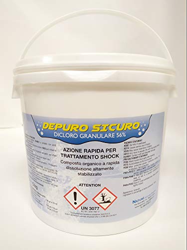 Depuro Sicuro kg 5 Dicloro 56% Cloro Granulare Shock rapida dissoluzione trattamento mantenimento pulizia, igiene, manutenzione Acqua Piscina, Spa, Idromassaggio