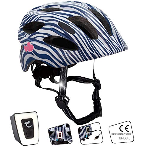 Crazy Safety Bicycle Helmet with USB Light (Rosa, 54-58)