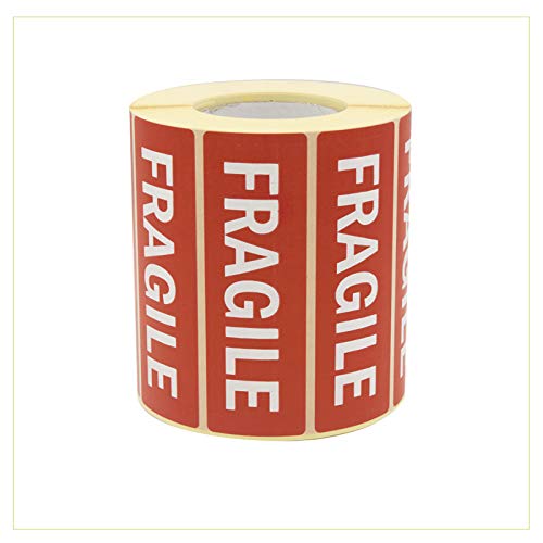 Palucart® fragile etichetta adesivi fragile 1000 etichette con scritta fragile 90 x 30 bianco su rosso maneggiare con cura handle with care