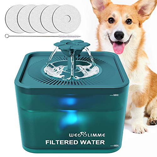 WEGOLIMME Fontanella per Gatti, 3L Automatico Fontana per Cani, Silenzioso Fontanelle Gatto, LED Distributore Acqua per Gatti con 5 Filtri di Carbonio Attivati, Intelligente Ciotola Acqua Gatto/Cane