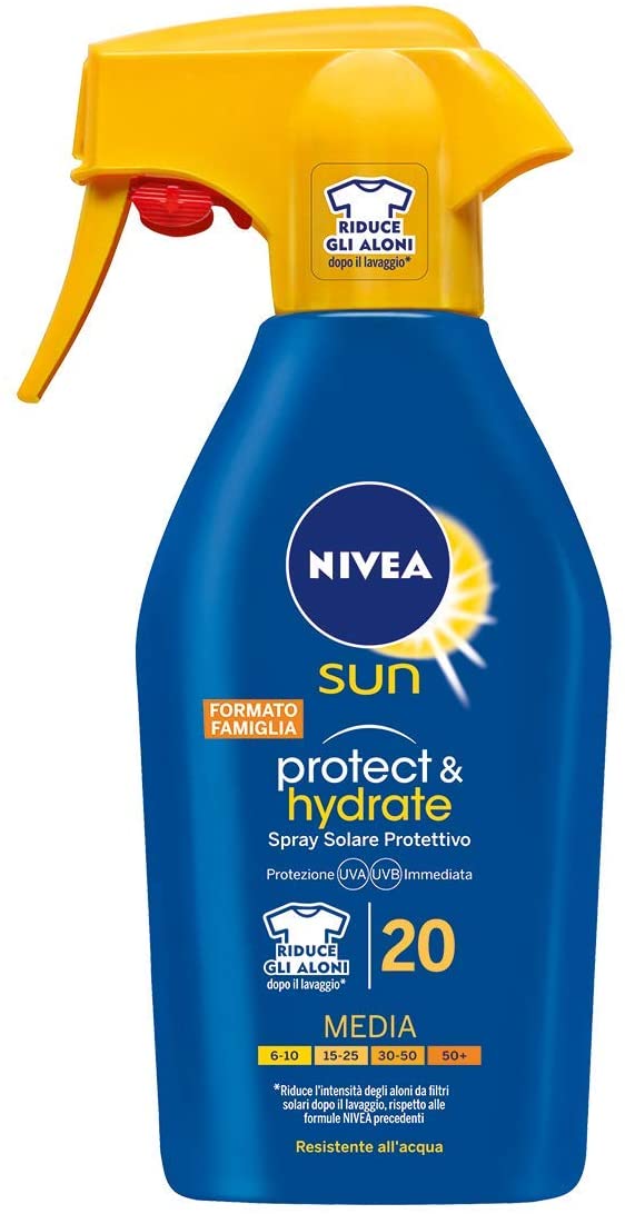 Nivea Sun Spray Latte Solare Idratante Protect & Hydrate Fp20 Protezione Media - 300 Ml