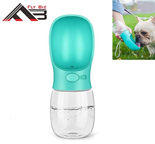 Flybiz Bottiglia per Cani Portatile - Senza BPA, Antibatterico, Portatile, a Prova di perdite, da Viaggio, per Cuccioli di Piccoli Gatti, per Escursioni all'aperto, Passeggiate - 350ml (Blu)