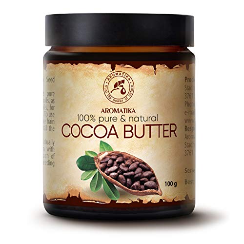 Burro di Cacao 100g - Theobroma Cacao (Cocoa) Seed Butter - Burkina Faso - Burro di Cacao non Raffinato e Puro al 100% - Idratante e Protettivo - Cura di Capelli e Corpo - Antirughe - Smagliature