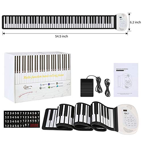 Hricane Roll Up Piano Tastiera Elettronica Portatile con 88 Tasti Pedali e Bluetooth, Batteria USB MIDI Integrata e Microfono per Bambini Adulti principianti
