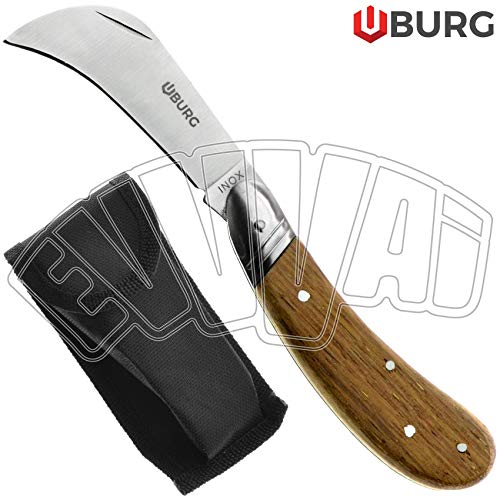 COLTELLO A RONCOLA PROFESSIONALE COLTELLINO POTATURA ORTO GIARDINO CON CUSTODIA