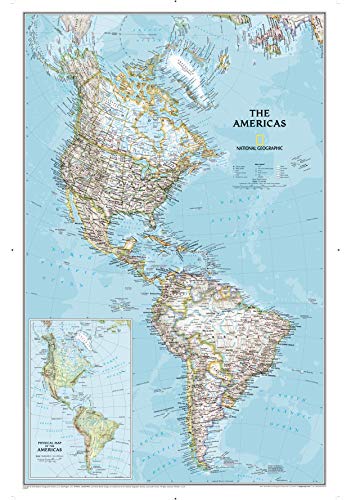 National Geographic: The Americas Classic – Nord e Sud America politica Wall Map – 23,75 x 36,5 cm – Stampa di qualità artistica