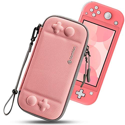 tomtoc Custodia Protettiva Sottile per Nintendo Switch Lite, Custodia da Trasporto Portatile Originale Brevettata con 8 cartucce di Gioco e Protezione di Livello Militare, Corallo