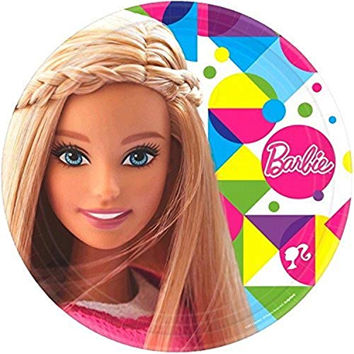 Amscan - Piatti Barbie Sparkle Diametro 23 Cm, 8 Pezzi