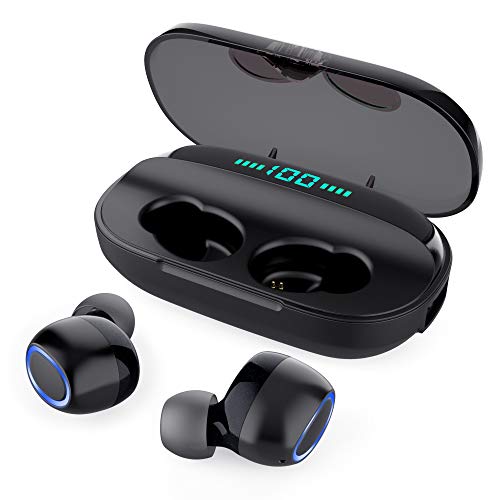 Auricolari Bluetooth 5.0 Cuffie Senza Fili,TESECU Auricolari Wireless Bluetooth 3000mAh Custodia Ricarica TWS Stereo con Mic Cancellazione del Rumore Auricolari Sport per iOS/Android/iPad