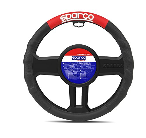 Sparco SPC1111RS Coprivolante, Nero/Rosso