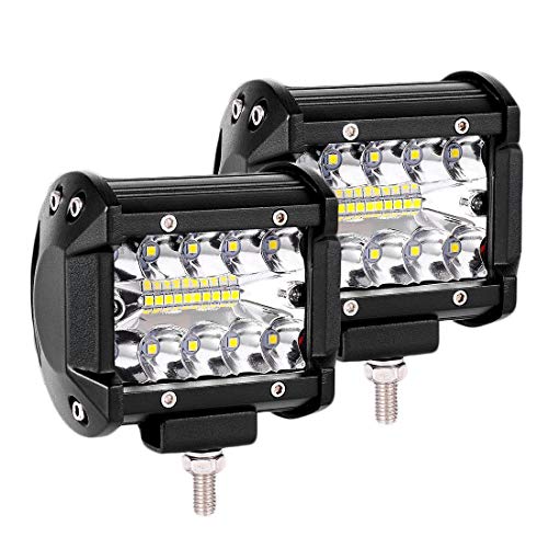 Faro da Lavoro, LTPAG 4'' 120W 12000lm Faretto Faro - 40 LEDs Flood Luci da Lavoro a led, Proiettore Fendinebbia Luci Off Road IP68 impermeabile 6000K Bianco - Per Off Road Moto 4WD SUV ATV UTV Camion