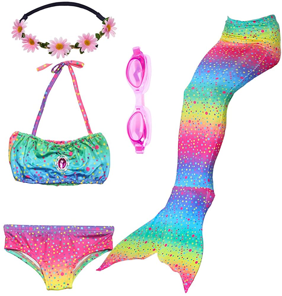 3 Pezzi Ragazze Marmaids Sirena Costume da Bagno Swimsuit Swimwear Bikini Set Monopinna 3-12 anni