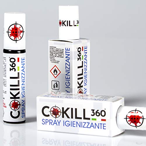 Cokill 360 Kit Di 3 Spray Igienizzante 30 Ml Universale Per Tutte Le Superfici e Tessuti, Utilizzabile Per Pulizia Materiale Scolastico