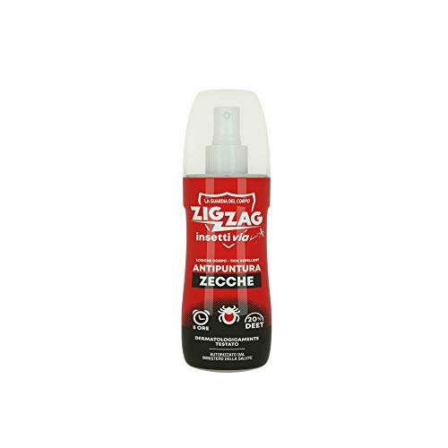 Zig Zag, Repellente, Zecche, Insetto repellente lozione corpo Insettivia, durata protezione oltre 5 ore, 100 ml
