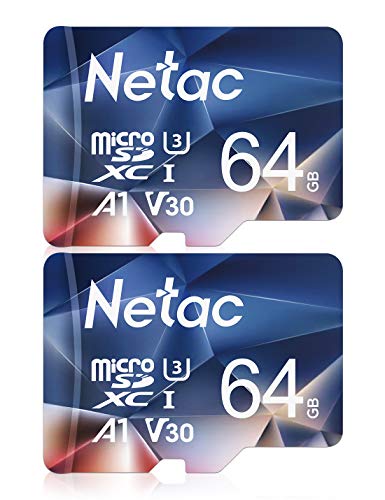 Netac 64G Scheda Micro SD Set da 2, Scheda di Memoria A1, U3, C10, V30, 4K, 667X, UHS-I velocità Fino a 100/30 MB/Sec(R/W) Micro SD Card per Telefono, Videocamera, Switch, Gopro, Tablet