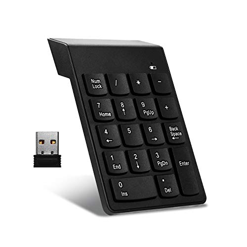 cimetech Tastiera numerica Wireless Tastierino numerico Portatile 18 Tasti con Mini Ricevitore USB 2.4G per Notebook Laptop, Desktop, Surface PRO, PC - Nero