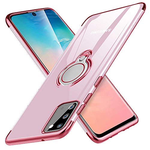 kadixini Cover Samsung Galaxy S20 Custodia con Ring 360°Regolabile Anello Magnetica Supporto Ring TPU Trasparente Case Silicone Anti Ingiallimento, Anti Graffio Custodia Samsung Galaxy S20 Oro Rosa