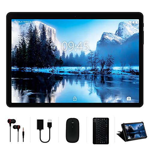 Tablet 10 Pollici YESTEL 4GB RAM+64GB ROM +Espanso 128GB con Schermo IPS HD Quad Core Tablets Dual LTE SIM con WIFI | 8000mAh | Bluetooth | GPS | con Tastiera e Mouse – Nero