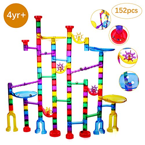 Ucradle Pista Biglie 152 Pezzi Gioco di Marble Run Blocchi Costruttivi Pista per Biglie Gioco di Costruzione Giocattolo Educativo di Apprendimento per Bambini Ragazzi e Ragazze