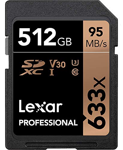 Lexar Professional Scheda di Memoria SDXC da 512 GB, 633x, UHS-1, Classe 10 U3, Nero