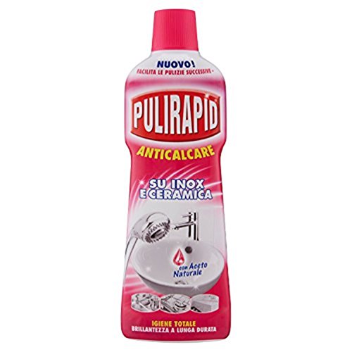 Pulirapid – Anticalcare, Detergente per acciaio inox e ceramica, con Aceto Naturale – 750 ml – [Confezione da 5]