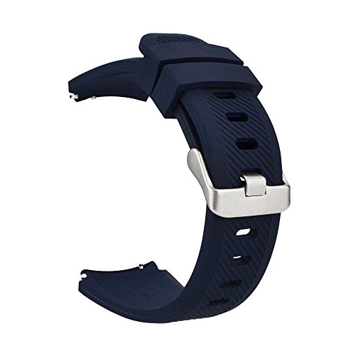 MroTech 22 mm Cinturino di Ricambio Silicone compatibile per Samsung Gear S3 Frontier/Classic/ Galaxy Watch 46mm/Huawei Watch 2 Classic/GT/GT2/GT Active/Elegant 22mm Sport Band -Blu scuro