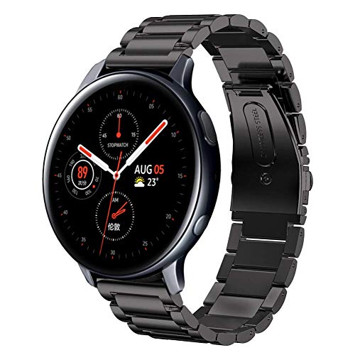 SUNDAREE Compatibile con Cinturino Galaxy Watch Active2 40MM/44MM,20MM Acciaio Inossidabile Cinturini di Ricambio Band Braccialetto Cinghia di Polso per Samsung Galaxy Watch Active 2(Active2 Black)