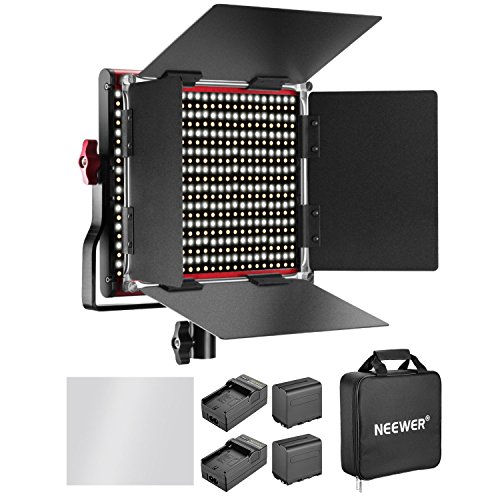 Neewer Dimmerabile Bi-color 660 LED Video con batteria ricaricabile 6600mAh e kit di illuminazione per caricabatterie: 3200-5600K, CRI 96+ con staffa a U e botola