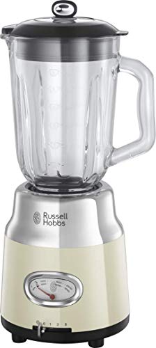 Russell Hobbs Frullatore Retro 25192-56 3 velocità, modalità Pulse - Bicchiere in Vetro da 1.5L - 800w - Crema
