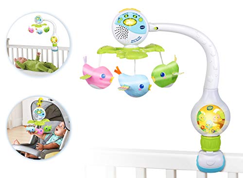 VTech - Giostrina da Viaggio con Melodie, proiettore per Bebè per Culla o da Fissare al Passeggino e al portabebè, Multicolore (80-513122)