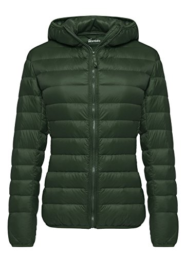 Wantdo Piumino Ultraleggero Corto Giacca da Esterno Outdoor Piumino Leggero Ripiegabile Cappotto Casual Mezza Stagione Donna Verde Nerastro L