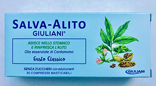 Salva-Alito Giuliani 30 Compresse - Rimedi per l'alito cattivo o alitosi, rinfrescare l’alito, agendo direttamente nello stomaco.