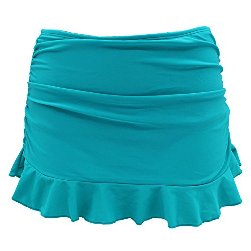 SHEKINI Swim Skirt Pezzo sotto Bikini Donna Gonna Briefs Vestito Nuotata Parte Inferiore Pantaloni Gonna con Pantaloncino da Nuoto Costumi da Bagno Ruched Gonna da Spiaggia (Small, Cyanine)