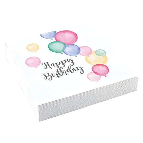 Amscan 9903711 - Tovaglioli Happy Birthday, 20 pezzi, 33 x 33 cm, pastello, compleanno