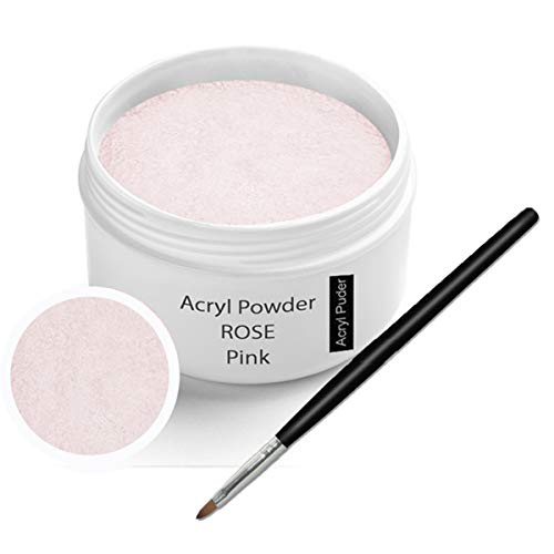 Polvere Rosa di acrilico da 30g incl. Pennello lingua di gatto per acrilico