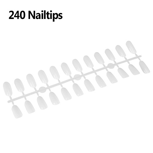 Nail Color Card - Polish Display a Colori in Gel Ovale Fai da te Practice Nail Art False Tips Tavolozza dei Grafici 240 Nailtips (Bianco)