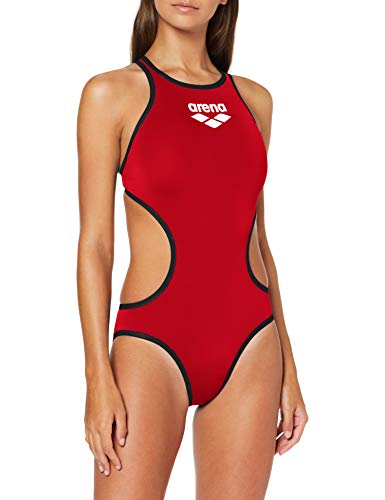 ARENA One Biglogo - Costume da Bagno Sportivo da Donna, Donna, Costume Intero, 001198, Rosso/Nero, 42