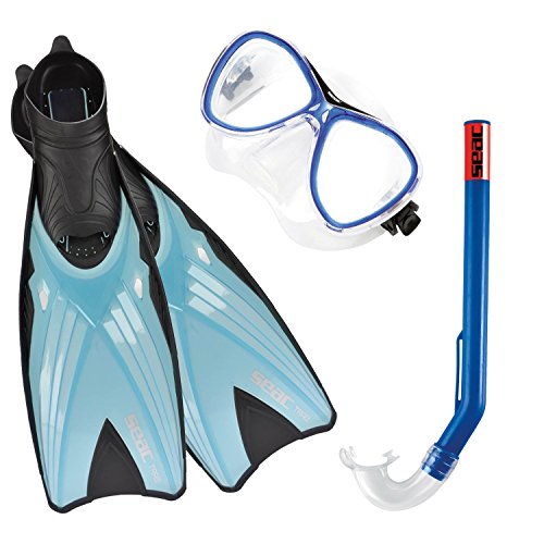 SEAC Set Trab, Set da Snorkeling con Pinne, Maschera e Tubo, Blu, 44/45