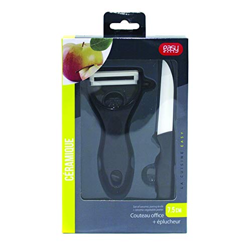 Easy Make kd3118 Coltello con pelapatate ABS/Ceramica Nero/Bianco 12,50 x 7,60 x 1,80 cm