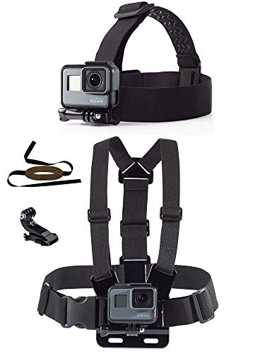 micros2u (2 Pack) Compatibile con Gopro Pettorina Harness Cinturino per montaggio su cinturino e Headstrap (con sottogola removibile) per tutte le sessioni di Gopro Hero 8, 7, 6, 5, 4, Action Camera