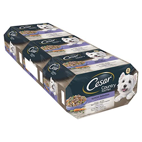 Cesar Country Kitchen Cibo per cani umido per cani adulti 1+ Selezione speciale in sugo, confezione da 3 (3 X 8 teglie X 150 g)