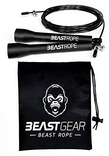Corda per saltare della Beast Gear - Corda veloce per Crossfit, Pugilato, MMA. Peso leggero con lunghezza regolabile e meccanismo a cuscinetto a sfera resistente – Perfetta per i Double Unders