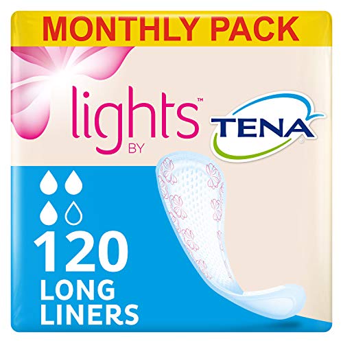 Lights by TENA Proteggi-slip lungo, Pacco Scorta Mensile - Proteggi-slip per piccole perdite femminili, discreti e confortevoli, 6 confezioni x 20 pezzi