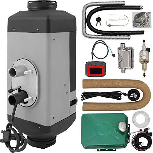 WYZXR Aggiornato 12V 2KW Riscaldatore ad Aria Diesel Riscaldatore da parcheggio Serbatoio in Metallo da 10 Litri con 2X silenziatore Condotto di sfiato per roulotte e Camper